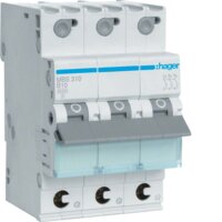 HAGER Leitungsschutzschalter MBS310 3polig B10A 6kA QC 3M