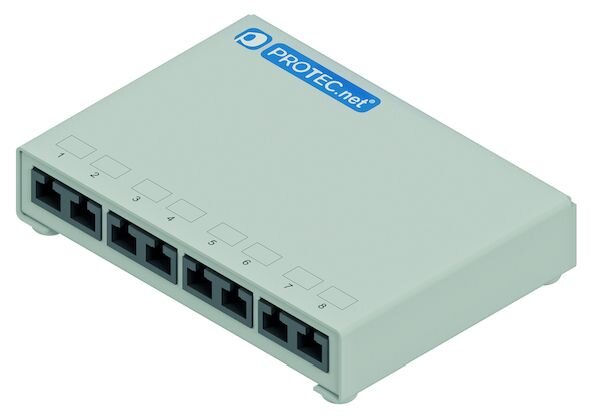 PROTEC.net Patchpanel LSA+ Aufputz PNMP6AG Cat6A-ISO 8xRJ45 grau