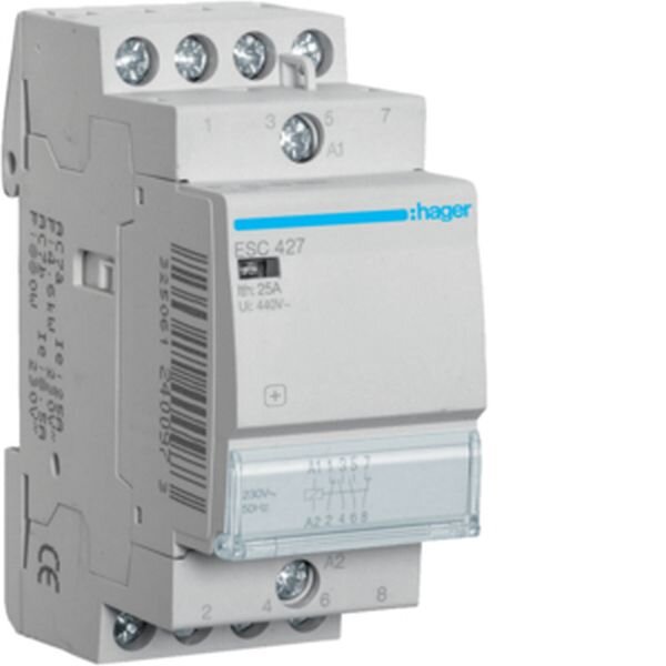HAGER Installationssch&uuml;tz ESC427 25A 2 Schlie&szlig;er 2 &Ouml;ffner 230V
