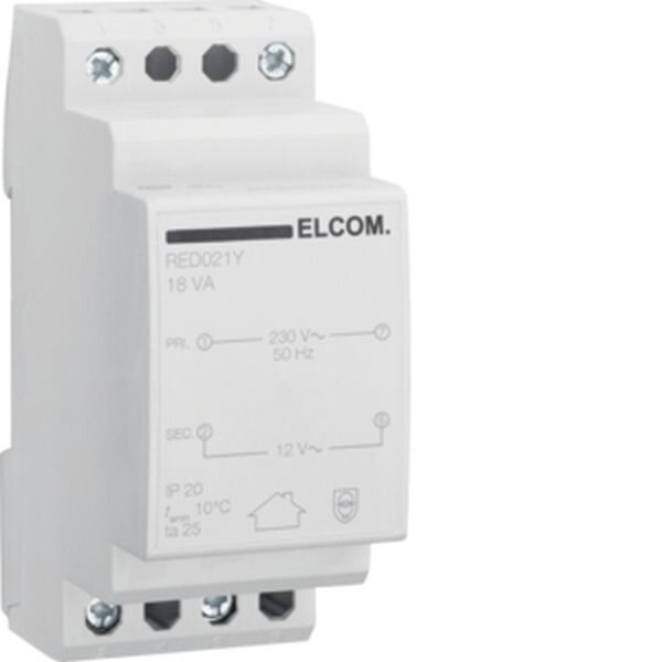 HAGER ELCOM Sicherheitstrafo RED021Y 230V/12V 18VA 2PLE