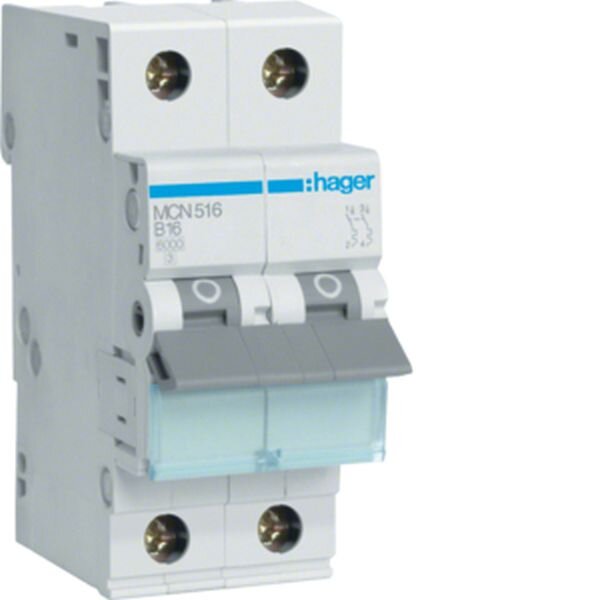 HAGER Leitungsschutzschalter MCN516 C16A 1polig+N 6kA