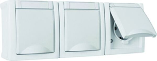 Pacific Schuko Steckdose 3fach waagrecht 90591599-DE FR-Aufputz wei&szlig;