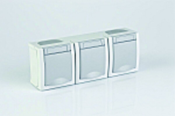 Pacific Schuko Steckdose 3fach waagrecht 90591498-DE FR-Aufputz IP54