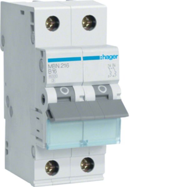 HAGER Leitungsschutzschalter MBN216 2polig B16A 6kA