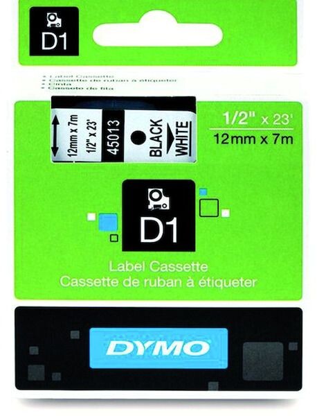 DYMO Schriftband 45013 12mm 7m schwarz auf weiss