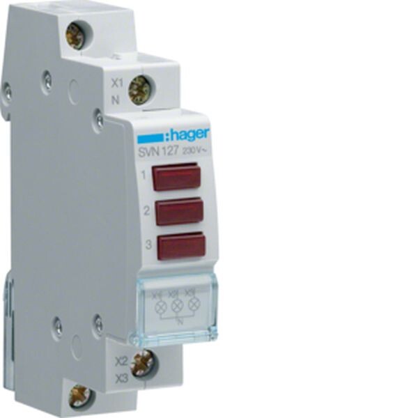 HAGER LED-Leuchtmelder SVN127 3fach rot 230VAC
