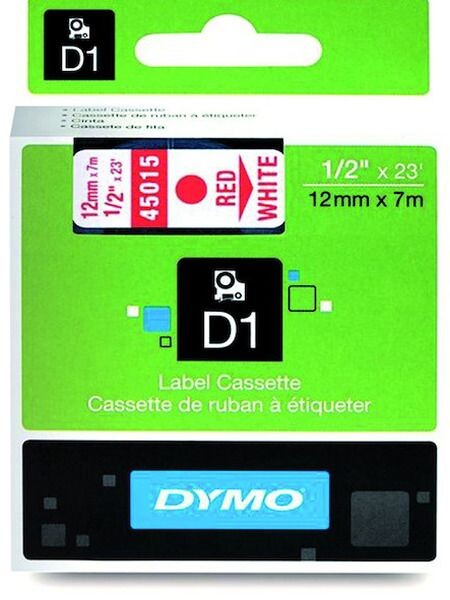 DYMO Schriftband 45015 12mm 7m rot auf weiss