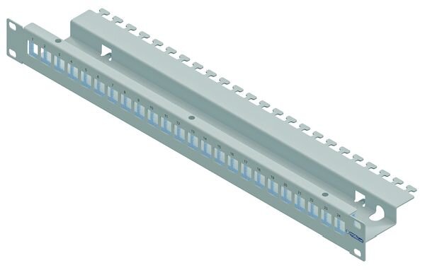 PROTEC.net Patchpanel leer modular 19&quot; 1HE PNKSV24 f&uuml;r 24xRJ45-Modul PNKM lichtgrau