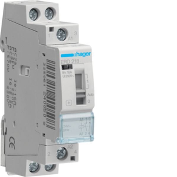 HAGER Installationsrelais ERD218 16A 1S+1&Ouml; 24V