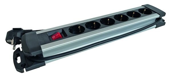 PROT Steckdosenleiste PDSLAS 6a/s 6f mit Schalter alu/schwarz