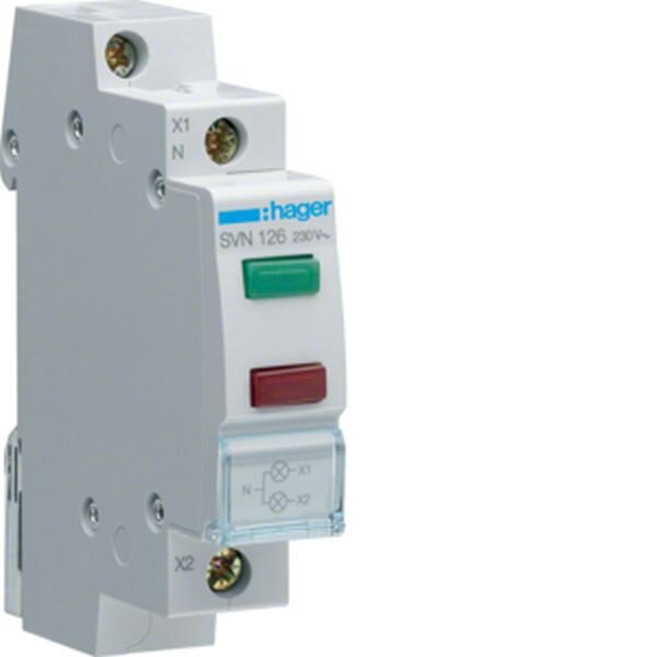 HAGER LED-Melder SVN126 2fach gr&uuml;n und rot 230VAC