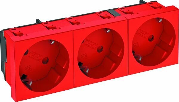 OBO Steckdose SCHUKO 33&deg; 3-f. 250V 10/16A signalrot RAL3001
