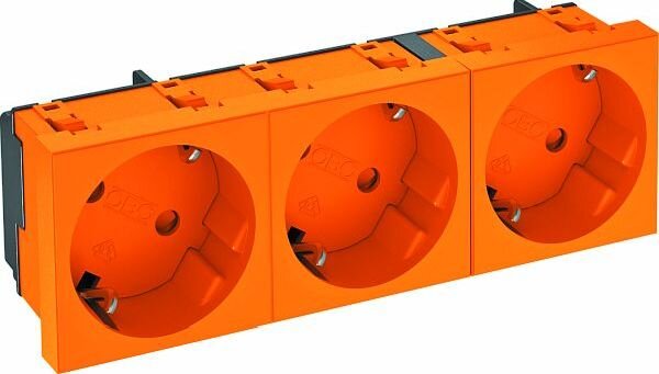 OBO Steckdose SCHUKO 33&deg; 3-f. 250V 10/16A reinorange RAL2004