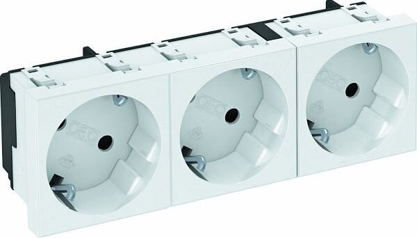 OBO Steckdose SCHUKO 33&deg; 3-f. 250V 10/16A reinwei&szlig; RAL9010