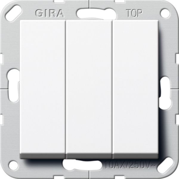 GIRA Taster 284403 3fach Schl. 1-pol System55 Reinwei&szlig; gl&auml;nzend