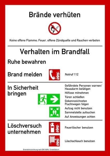 PROT Brandschutzordnung PABSOS Aushang Schild