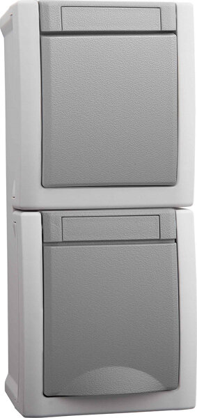 Pacific Komb. Steckdose/Wechselschalter 90591098-DE senkr. FR-Aufputz IP54 grau