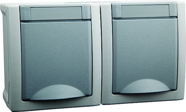 Pacific Schuko Steckdose 2fach waagrecht 90591088-DE FR-Aufputz IP54