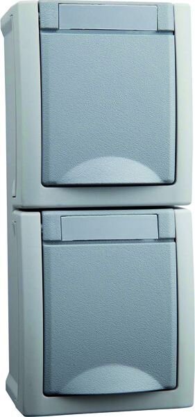 Pacific Schuko Steckdose 2fach senkrecht 90591086-DE FR-Aufputz IP 54