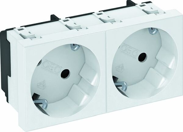 OBO Steckdose SCHUKO 33&deg; 2-f. 250V 10/16A reinwei&szlig; RAL9010