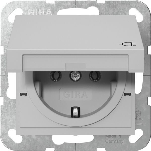 GIRA Steckdose SCHUKO 4454015 Klappdeckel System 55 Grau matt (lackiert)
