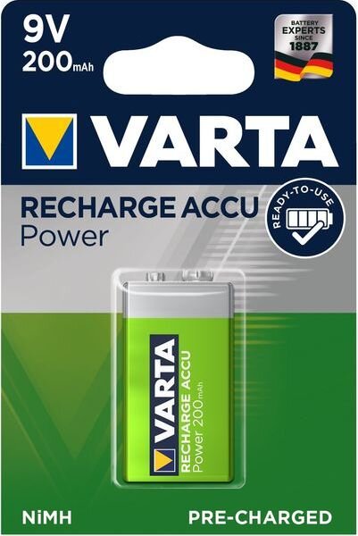 VARTA Rechargeable Accu R2U 200mAh 9V 1Blister E Block