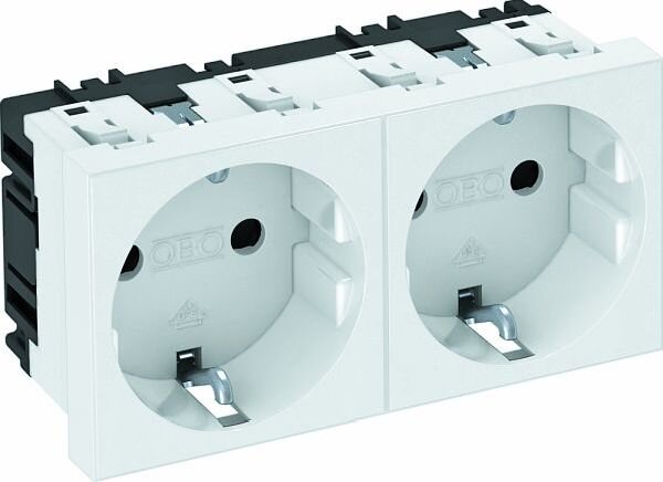 OBO Steckdose STD-D0 RW2 0&deg; 2fach reinweiss