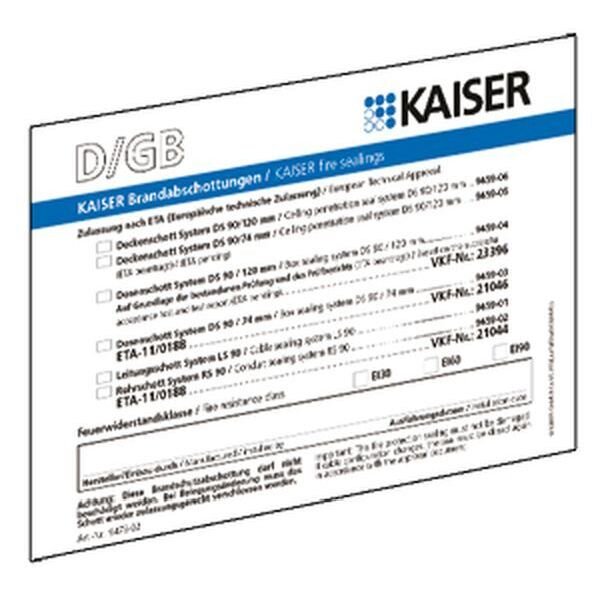 KAISER Kennzeichnungsschild 9473-91 f&uuml;r Schott (DE/GB/FR/IT)