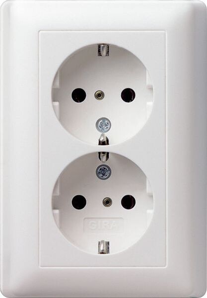 GIRA Doppelsteckdose SCHUKO 078303 (Safety Plus) System 55 Reinwei&szlig; gl&auml;nzend