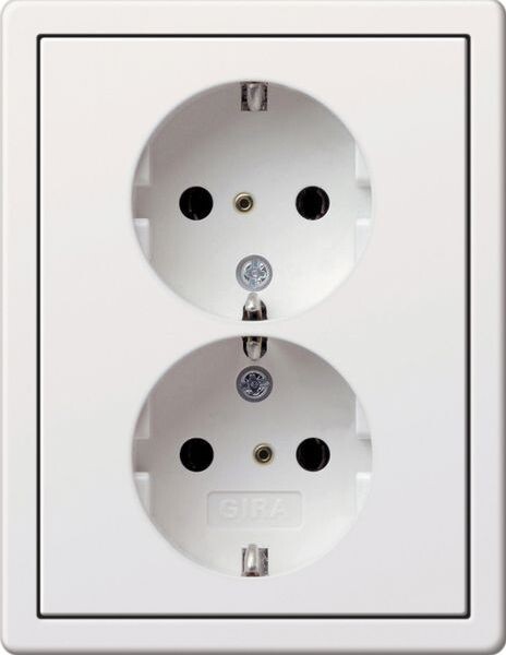 GIRA Doppelsteckdose SCHUKO 0780112 Fl&auml;che Reinwei&szlig; gl&auml;nzend