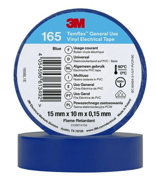 3M Temflex Isolierband 165 Blau 15mmx10m