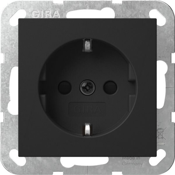 GIRA Steckdose SCHUKO 4453005 mit erh&ouml;htem Ber&uuml;hrungsschutz System 55 Schwarz matt 16 A 250 V~