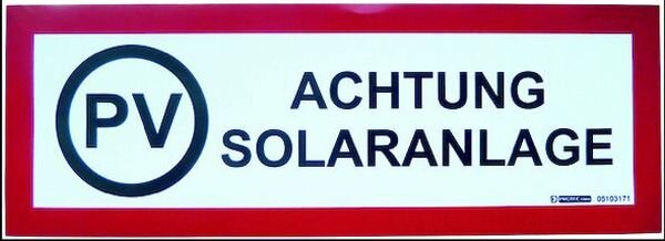 PROT Aufkleber PWSA Achtung Solaranlage