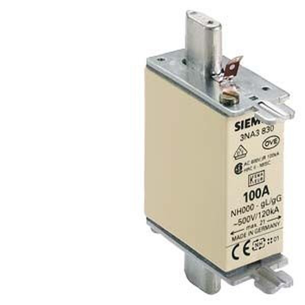 SIEMENS NH000-Sicherungseinsatz 3NA3830 mit Stirnkennmelder 100A