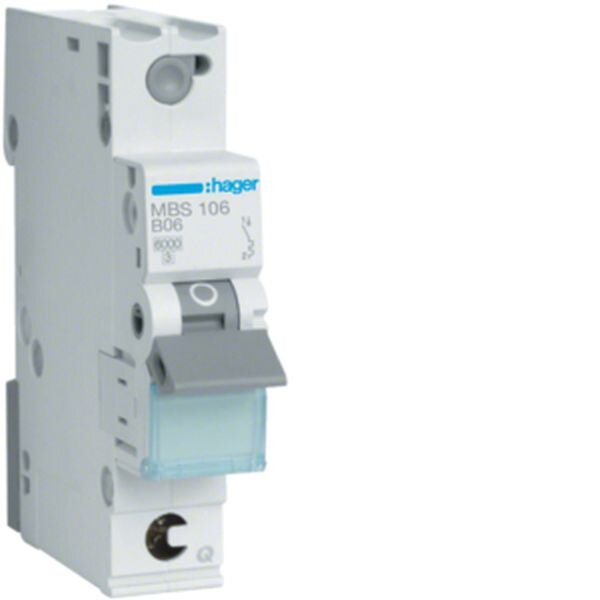 HAGER Leitungsschutzschalter MBS106 1polig B6A 6kA QC 1M