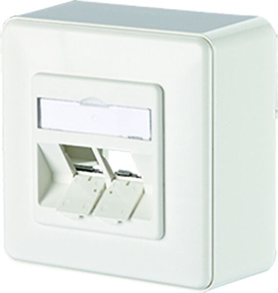 METZ CONNECT Datenanschlussdose leer reinweiss f&uuml;r 2xE-DATModul Cat.6A 8/8(8)AP