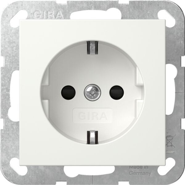 GIRA Steckdose SCHUKO 445303 mit erh&ouml;htem Ber&uuml;hrungsschutz System 55 Reinwei&szlig; gl&auml;nzend