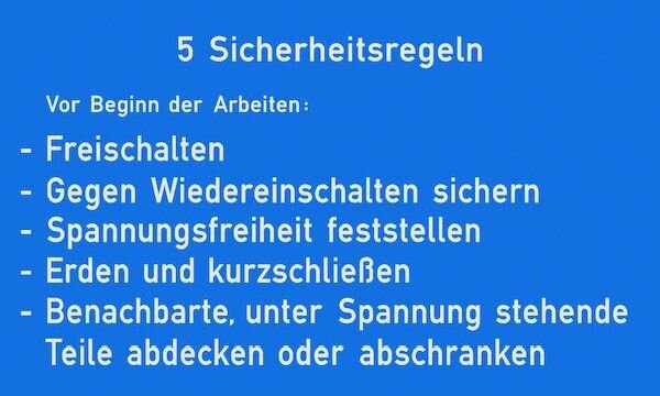 PROT Gebotszeichen PGZSR F&uuml;nf Sicherheitsregeln