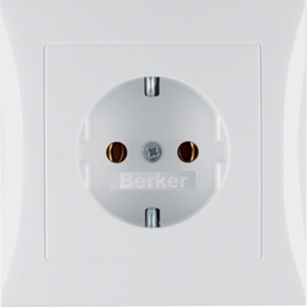 BERKER Steckdose SCHUKO 47428989 mit Abdeckplatte polarweiss gl&auml;nzend