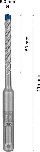 BOSCH SDS Hammerbohrer EXPERT plus-7X 6x50x115mm