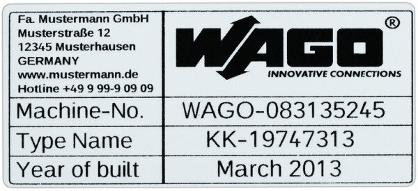 WAGO Typenschild 210-804 44x99mm silber unbedruckt