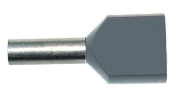 PROT Doppel-Aderendh&uuml;lsen 2x0,75qmm/8mm PAEH 075D/8 grau isoliert VE500