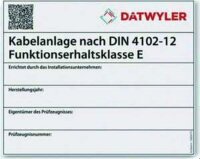 DAETWYLER Kennzeichnungsschild DIN 4102-12 E30-E90...