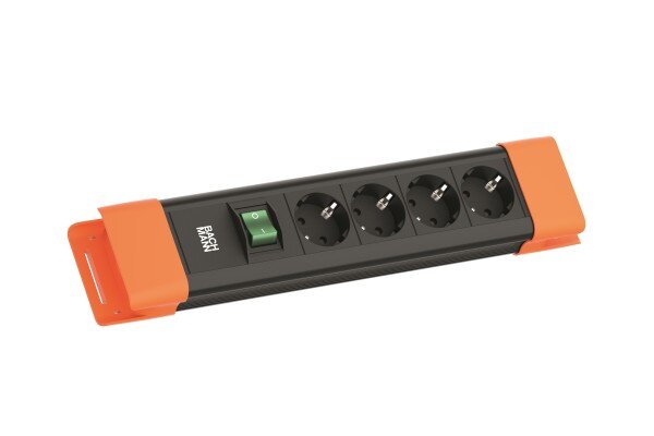 BACHMANN Steckdosenleiste 4xCEE7/3 1xSchalter 2,0m CEE7/7 sw/or