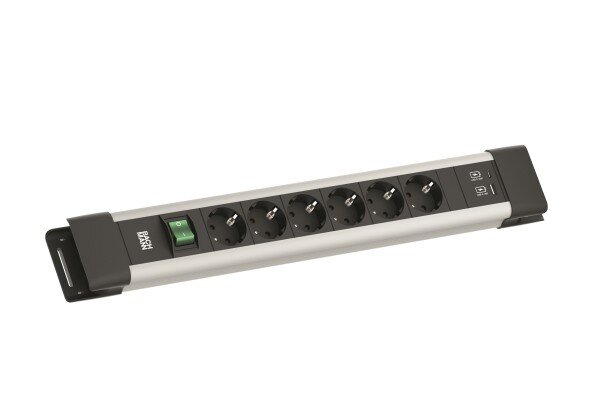 BACHMANN Steckdosenleiste 6xCEE7/3 1xSch 1xUSB A/C 2,0m CEE7/7 gr
