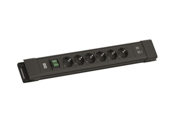 BACHMANN Steckdosenleiste 6xCEE7/3 1xSch 1xUSB A/C 2,0m CEE7/7 sw