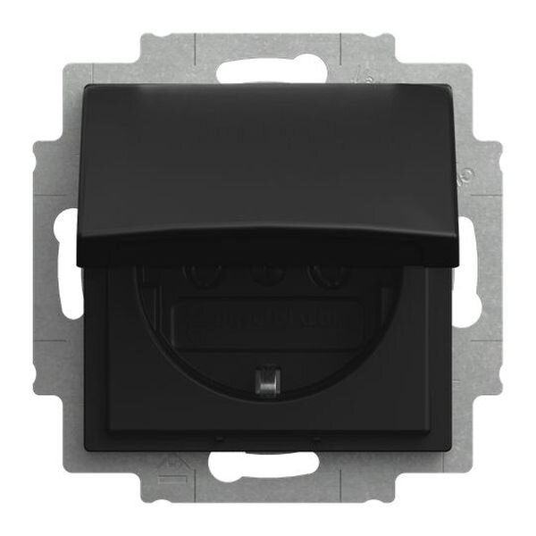 BUSCH-JAEGER Steckdoseneinsatz SCHUKO 20 EUK-915 m. Klappdeckel schwarz matt