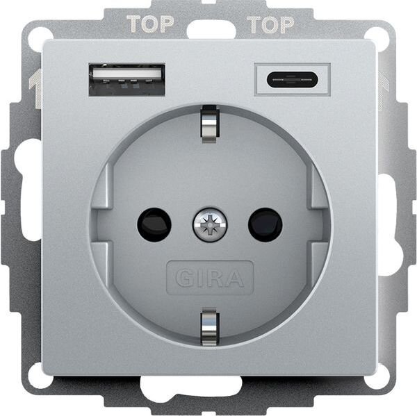 GIRA Steckdose SCHUKO SH USB-Spannungsv.2f Typ A/C Sys 55 F al