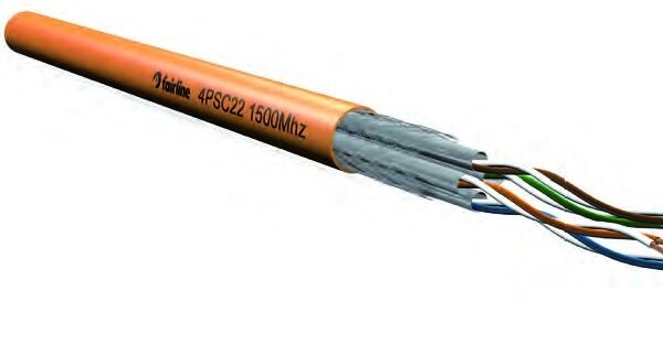 ELMAT Datenkabel Cat7A 1500MHz B2ca 4P22 S/FTP LSHF-FR orange RG100m