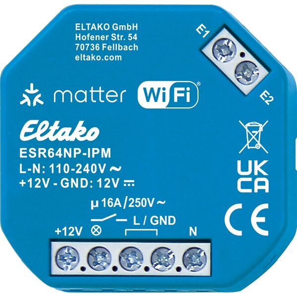 ELTAKO Stromsto&szlig;-Schaltrelais m. IP Matter &uuml;ber Wi-Fi opt. EnOcean 16A